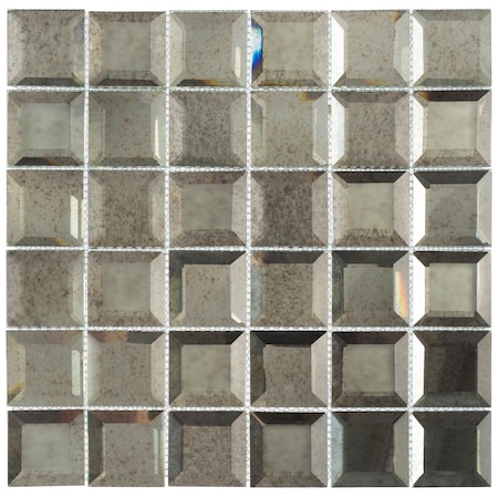 Andova Tiles ANDOVA TILES Novo 2" x 2" Beveled Glass Grid Mosaic Wall Tile ANDNOV113